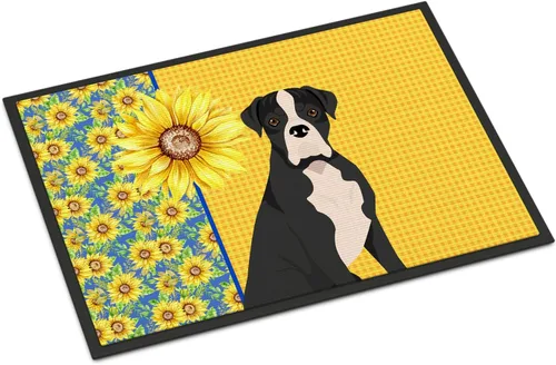 Miniatura 110 de Caroline's Treasures WDK5313MAT Airedale Terrier - Tapete para puerta delantera de 18 x 27 pulgadas, diseño de girasoles de verano, para entrada