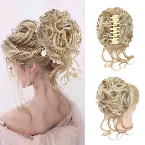 Miniatura 9 de Extensiones de moño grandes y desordenadas para mujer, onduladas, rizadas, extensiones de moño falso, extensiones de cola de caballo para recoger