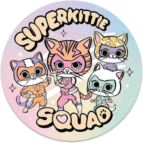 Miniatura 9 de Disney Super Kitties - Letrero de metal con diseño de gatitos para decoración de pared para dormitorio de niños o sala