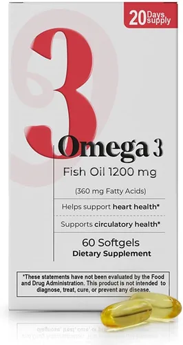Miniatura 8 de Aceite de pescado 1200 mg – 360 mg de ácidos grasos omega-3 – Apoya la salud del corazón, la salud circulatoria y la función cognitiva, suplemento