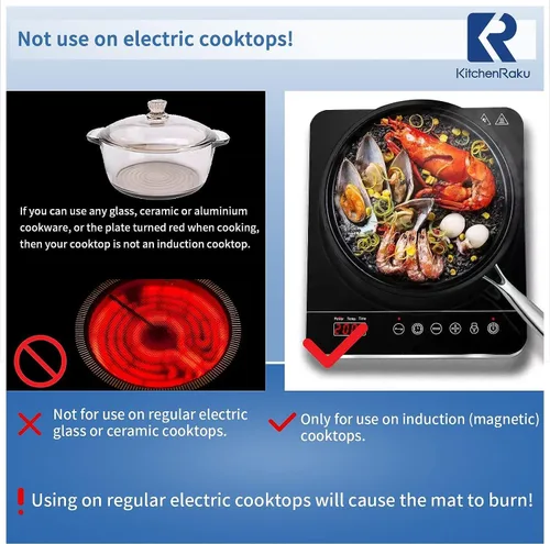 Miniatura 2 de KitchenRaku Tapete para placa de inducción, cubierta superior redonda para estufa, utilizable como tapete para microondas