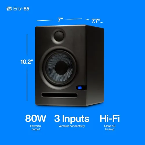 Miniatura 5 de PreSonus Eris E5 Par de monitores de estudio de campo cercano de 5.25" de 2 vías