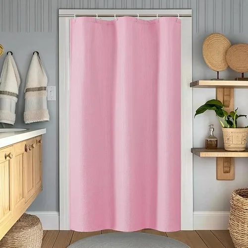 Miniatura 71 de OWENIE Cortina de ducha blanca para baño, 96 pulgadas, extra larga, elegante cortina de ducha de tela texturizada en relieve 3D, repelente al agua