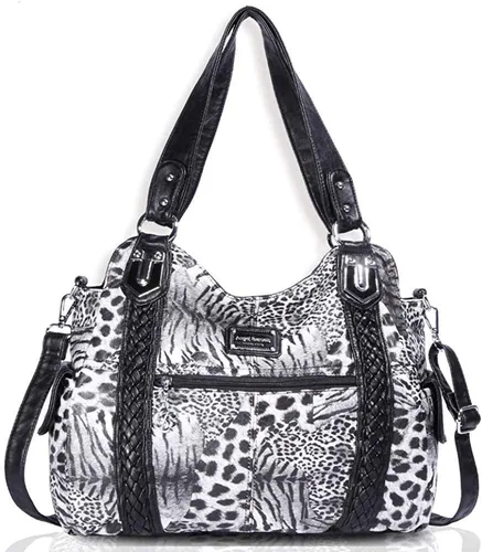 Miniatura 49 de Angel Barcelo - Bolsa de hombro amplia para mujer, diseño Hobo, cuero lavado