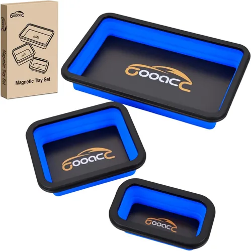 Miniatura 17 de GOOACC Juego de bandejas magnéticas plegables de 3 tamaños, bandejas de herramientas plegables de silicona negra, organizador para tornillos