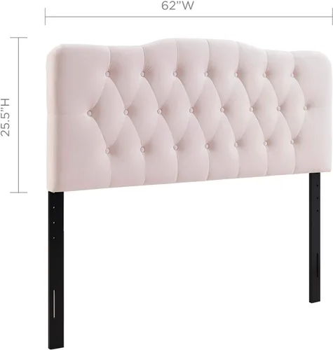 Miniatura 2 de Modway Annabel - Cabecera de terciopelo con diseño capitoné de diamante, tamaño Queen, color rosa