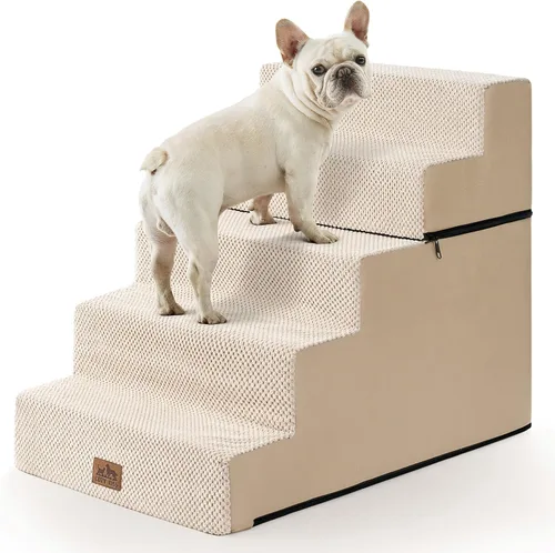 Miniatura 19 de COZY KISS Escaleras para perros pequeños, escaleras extraíbles de 4 niveles para sofá y cama, escalones para perros de 17.7 pulgadas de alto