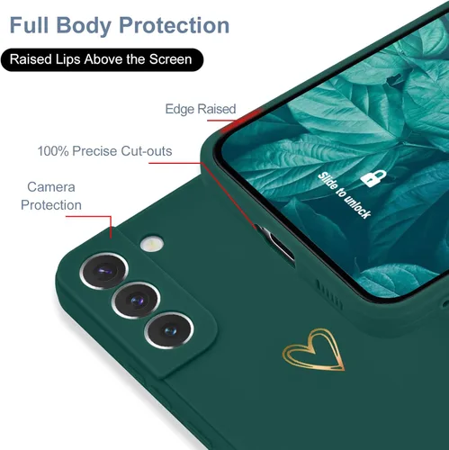 Miniatura 4 de Wirvyuer Funda para Samsung Galaxy S22, bonita funda delgada a prueba de golpes con soporte de carga inalámbrica y protección, verde