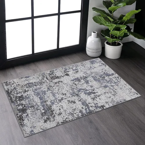 Miniatura 18 de NAAR PAYAS Collection - Alfombra de área de 6 x 9 pies, diseño de medallón crema y azul, no se desprende, resistente a las manchas, para sala