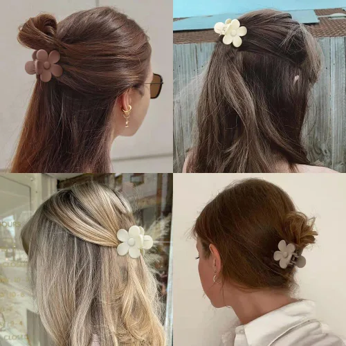 Miniatura 4 de ATODEN Accesorios para el cabello de flores pequeñas: 10 pinzas de garra de margarita, pinzas de mandíbula mate de 1.6 pulgadas para cabello grueso