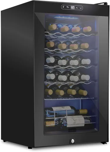 Miniatura 12 de Schmecke - Refrigerador de vino con compresor de 34 botellas con cerradura Gran bodega independiente Refrigerador de vino digital 41f-64f