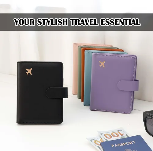 Miniatura 7 de Melsbrinna Rfid - Soporte para pasaporte para mujeres y hombres, juego de etiqueta de maleta de viaje, bonita cartera de pasaporte con ranuras