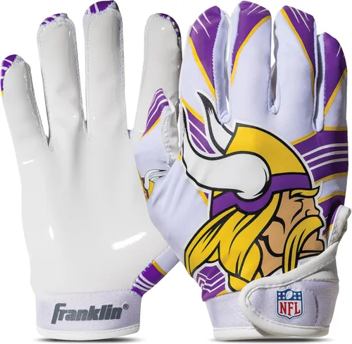 Miniatura 12 de Franklin Sports - Guantes de receptor de fútbol americano juvenil de la NFL, par de guantes de fútbol para niños con logotipos de equipos de la NFL