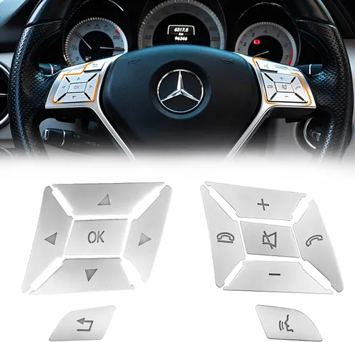 Moonlinks Adhesivo decorativo para botón de volante compatible con Mercedes A B C E M G SL GL GLA CLA GLK SLK GLS Class, accesorios interiores (12