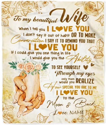 Miniatura 20 de Manta personalizada con texto en inglés «To My Wife from Husband When I Tell You I Love You Wife», manta de forro polar personalizada
