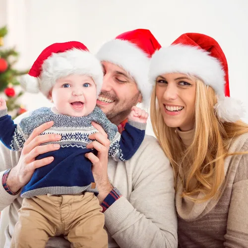 Miniatura 4 de RJVW Sombrero de Papá Noel de Navidad para niños y bebés, unisex, grueso, de terciopelo, clásico, para fiesta de Año Nuevo