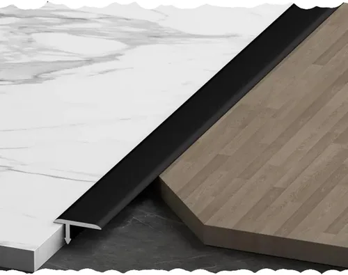 HCZION Tiras de umbral para puertas, tiras de transición para moldura en T, tira divisora plana con moldura en T, reductor de umbral de puertas