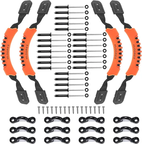 Miniatura 8 de HLOGREE Paquete de 2/4 asas para kayak, mango de transporte de kayak con remaches, asas de repuesto para kayak, asas de kayak para Gris - 2 asas