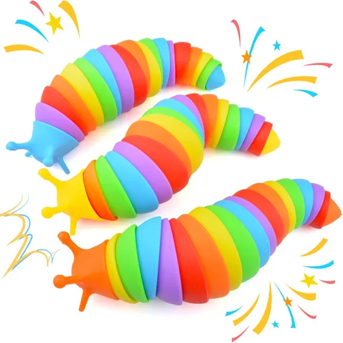 Cevioce Juguete Fidget Slug, Juguetes Fidget Sensoriales de Babosa para Niños y Adultos, 3 Piezas Juguetes Sensoriales para Autismo para Niños