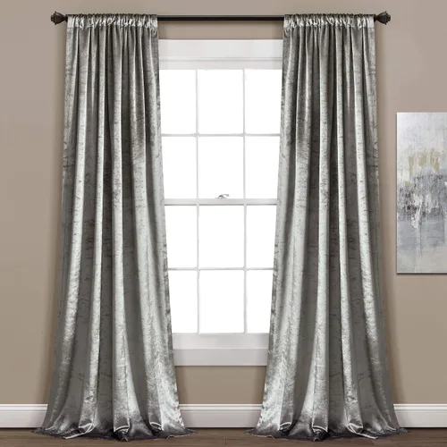 Lush Decor Velvet Dream Curtains - Juego de cortinas brillantes de color sólido para ventana, 84 x 40 pulgadas, color plateado
