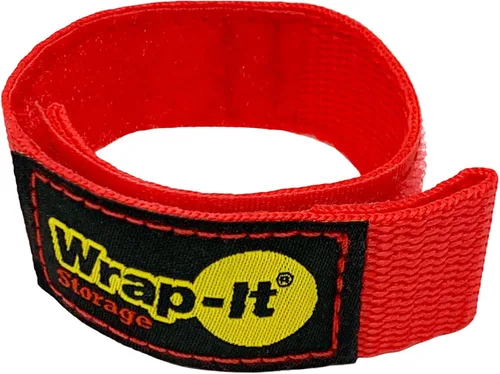 Wrap-It Storage Paquete de 12 envolturas de cordón de correa rápida, 9 pulgadas (12 unidades), color rojo, correa de gancho y bucle, soporte para