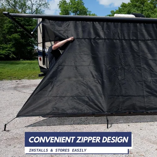Miniatura 3 de NAIMORUI Pantalla para toldo de autocaravana con cremallera, pantalla frontal de toldo de autocaravana de 8' x 9'3", malla negra, bloqueador UV