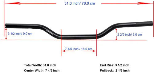 Miniatura 6 de POWER JAMES Manillar Recto de Arrastre 100% Aluminio Negro Compatible con Harley Davidson Street Bob, Low Rider ST, Dyna FXD, Road King 1.0