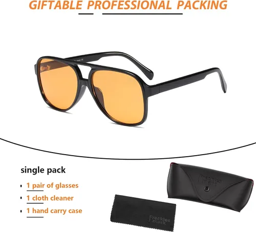 Miniatura 7 de Lentes de sol vintage retro de los años 70 para mujer y hombre, montura clásica, cuadrada y grande estilo aviador, lentes naranjas de moda UV400