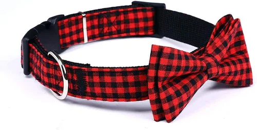 Miniatura 2 de Love Dream Collar de perro con pajarita, suave y cómodo, collar de perro a cuadros de liberación rápida con corbatín desmontable para perros