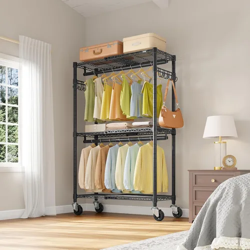 Miniatura 8 de VIPEK R2X - Armario portátil expandible con ruedas con cerradura, capacidad de 600 libras, perchero resistente con estantes ajustables y barra