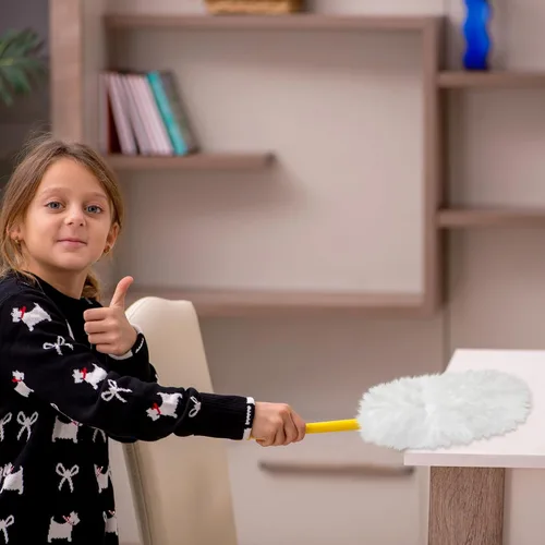 Miniatura 2 de Vesici 50 piezas de repuesto de plumero compatibles con Swiffer Dusters, repuesto desechable a granel grueso con 1 mango resistente para limpieza