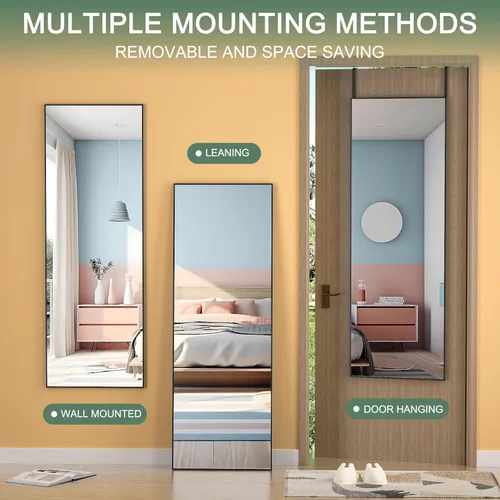 Miniatura 2 de Hasipu - Espejo de puerta de cuerpo completo, espejo de pared de 51 x 16 pulgadas para colgar sobre la puerta, espejo de cuerpo completo para Negro