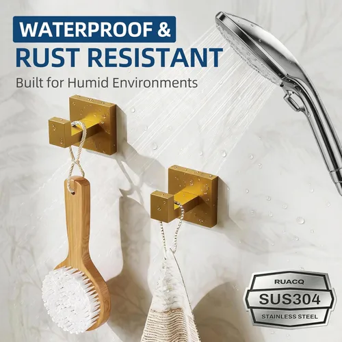 Miniatura 4 de Ruacq Towel Hooks for Bathrooms, Heavy Duty Stainless Steel Square Bathroom Hooks, Wall Mounted Towel Hanger for Robe & Coat, Ideal for Kitchen