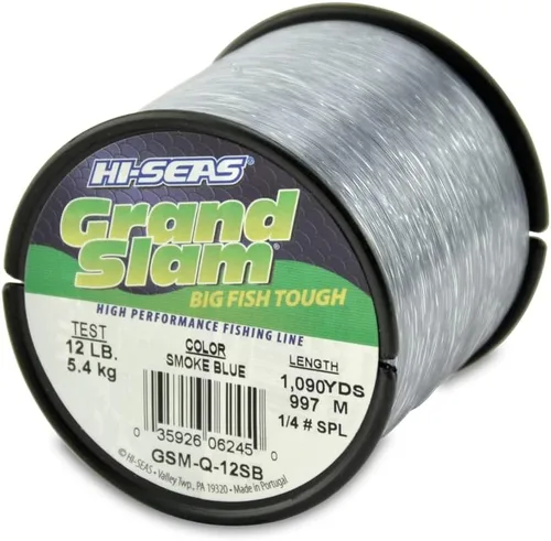 Miniatura 26 de HI-SEAS Línea de pesca de monofilamento Grand Slam - Fuerte y resistente a la abrasión en transparente, rosa, verde, azul humo, amarillo Azul ahumado