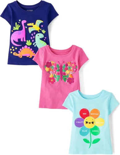 Miniatura 16 de The Children's Place Camisetas estampadas de manga corta para bebés y niñas pequeñas, con diseño de unicornios y mariposas, a la moda, paquete de 3