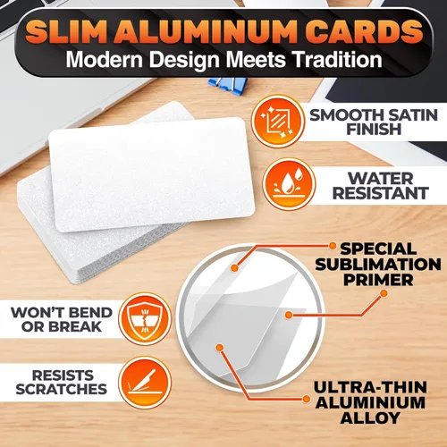 Miniatura 3 de 100 piezas de sublimación de metal en blanco - Tarjetas de visita de sublimación de doble cara para impresión de logotipos, placas de identificación