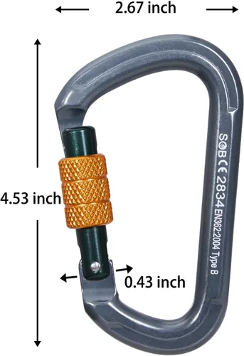 Miniatura 6 de SOB Clips de mosquetón de escalada con bloqueo automático, conector de mosquetón asimétrico de alta resistencia utilizado para rappel