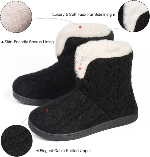 Miniatura 5 de HomeTop Women's Fuzzy Memory Foam Boot Slippers with Indoor Outdoor Rubber Sole