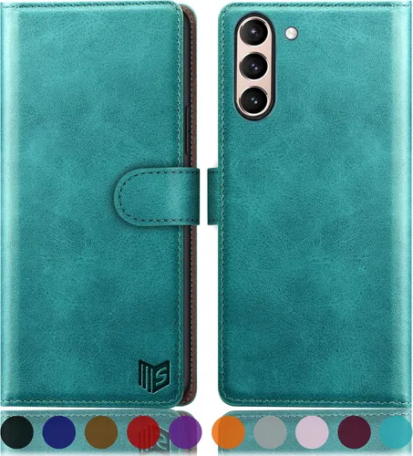 Miniatura 8 de SUANPOT Funda tipo cartera para Samsung Galaxy S21 FE con bloqueo RFID, soporte para tarjetas de crédito, de piel sintética, con tapa para teléfono