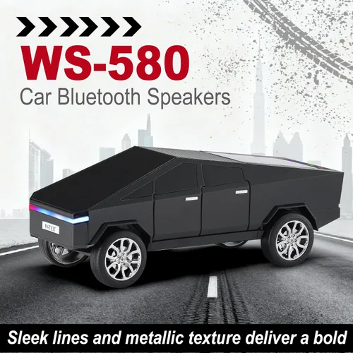Miniatura 8 de Futuristic Shapes - Altavoz Bluetooth para camión con pantalla LED - TWS estéreo, radio FM, reproducción USB/TF, faros LED, micrófono integrado