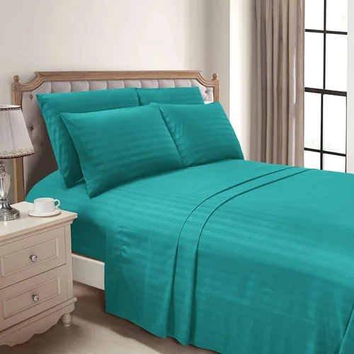 Miniatura 6 de Mocassi Juego de sábanas King Stripe – Sábanas y fundas de almohada de lujo para hotel de 1800 ° Premier – Sábanas ultrasuaves, transpirables
