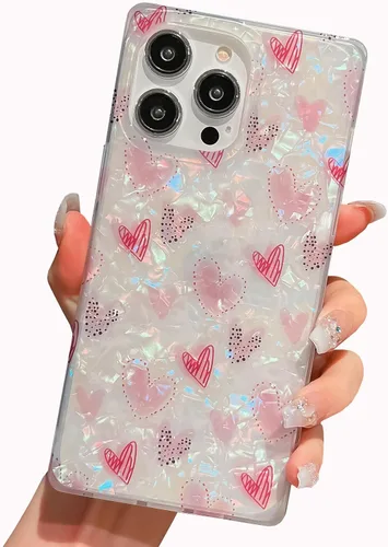 Miniatura 31 de Funda compatible con iPhone 14 Pro con borde rectangular, bonita funda protectora de lujo con pintura al óleo y flores para mujeres y niñas, funda