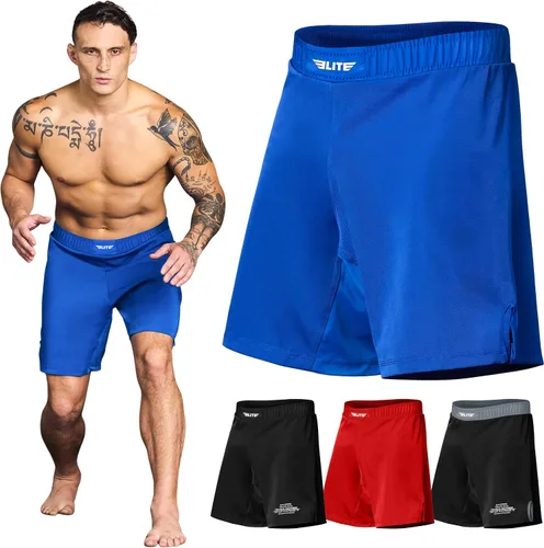 Miniatura 18 de Elite Sports - Shorts de combate para hombre, color negro, para combates MMA, BJJ, Jiu Jitsu