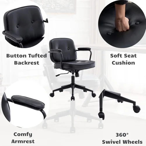 Miniatura 4 de HEAH-YO Juego de 1 sillas de escritorio modernas sin brazos, silla giratoria para computadora con ruedas y reposabrazos, silla de oficina ajustable