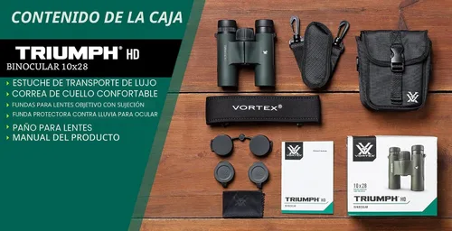 Miniatura 5 de Vortex Triumph - Binoculares HD 10x28, sistema óptico HD, lentes totalmente multicapa, armadura de goma, trípode adaptable, impermeable, a prueba