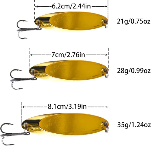 Miniatura 3 de Juego de 5 cucharas de señuelo de pesca, anzuelos de pesca para lubina, trucha, kit de señuelos de aleación de zinc, cucharas de lentejuelas, cebos