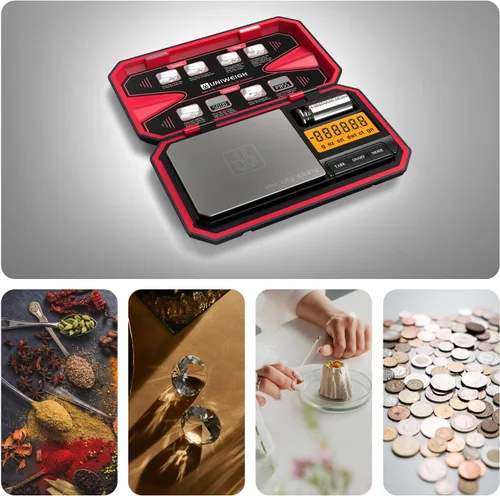 Miniatura 6 de UNIWEIGH - Báscula digital de bolsillo para viajes de 200g/0.01g, báscula digital de gramos, mini báscula de alimentos con peso de calibración
