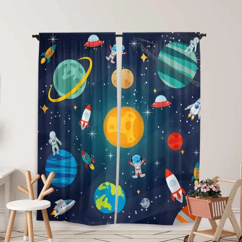 Miniatura 11 de Cortinas de ventana de elefante en acuarela para niños y niñas, estrella azul centelleante para bebé, sala de estar, dormitorio, guardería, hogar, 07