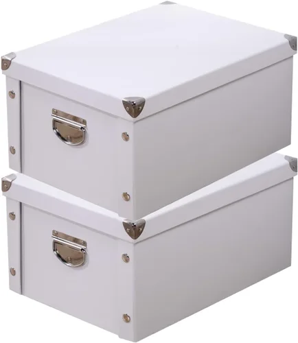 Miniatura 16 de GUOZI Caja de almacenamiento plegable, caja de memoria decorativa con tapa y esquinas reforzadas de metal, caja de regalo organizadora para 2