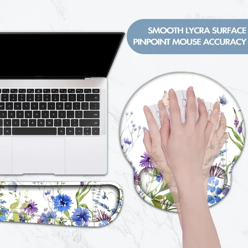 Miniatura 6 de Reposamuñecas para teclado, alfombrilla ergonómica para mouse con soporte de muñeca, reposamuñecas de espuma viscoelástica, base antideslizante